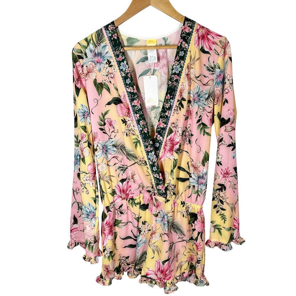 Agua Bendita Larissa Casual Summer Coverup Beach Romper Size Large